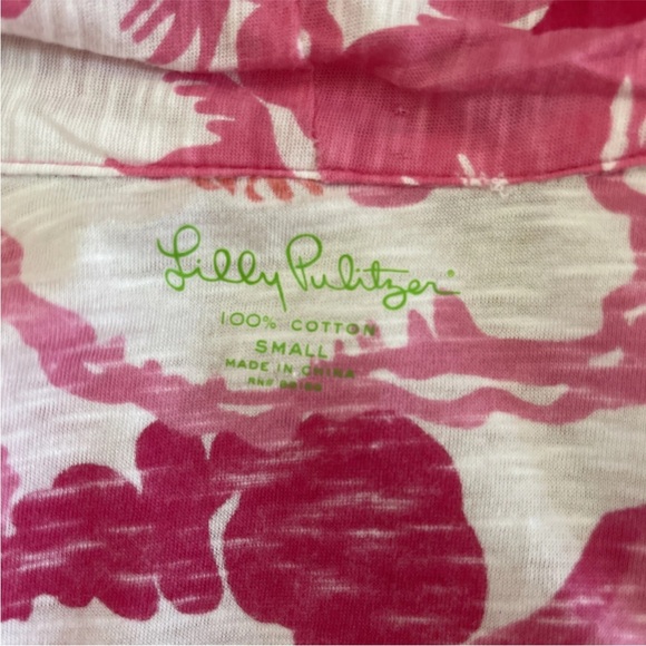 Lilly Pulitzer Cherry Begonia Floral Hot Pink Cardigan Open Front S - Picture 4 of 5